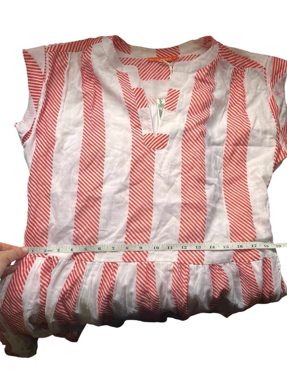 Oliphant NEW Coral and White Striped Tiered Mini Dress XL - Picture 6 of 14
